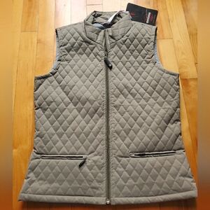 NWT Vuarnet Quilted Vest. Light green army. Size S.
